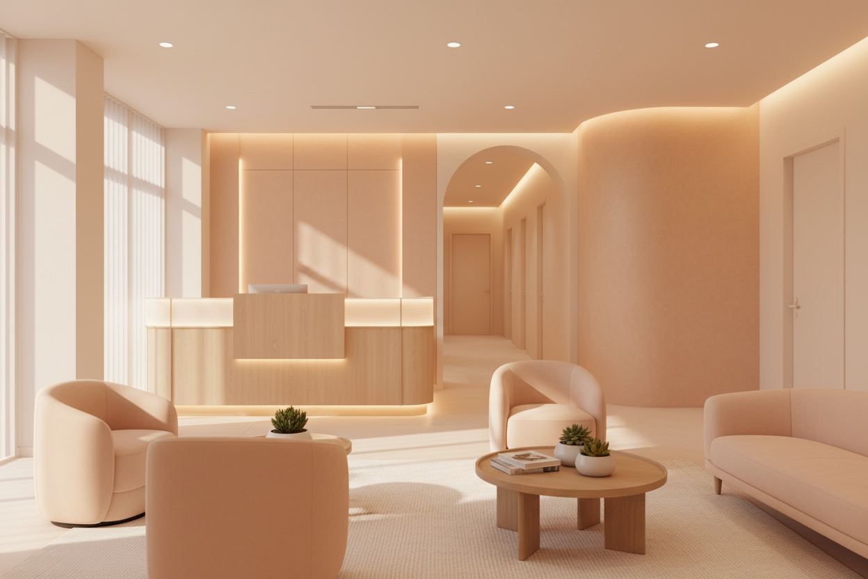 Warm interior of a modern clinical workspace